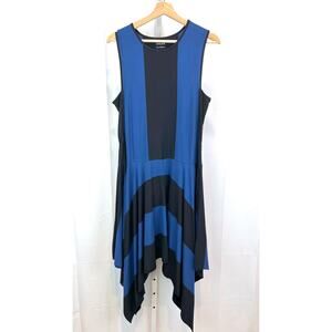ATHLETA X DEREK LAM Womens Size S 10 Crosby Fluid Stripe Dress 152737 Blue Black